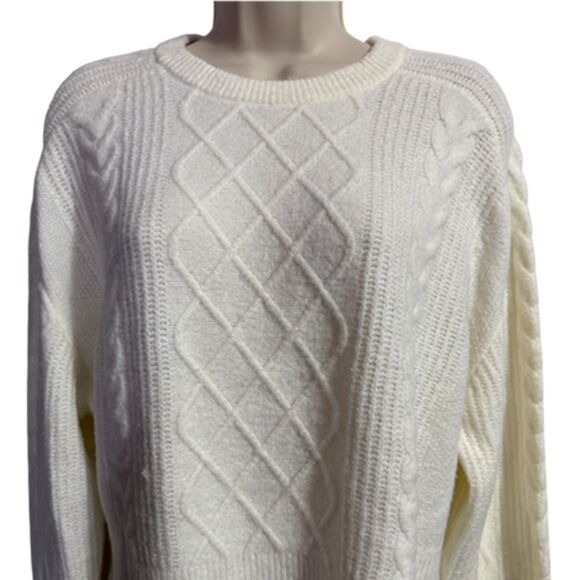 Universal Thread Ivory Cable Knit Argyle Design Sweater Size L - Picture 4 of 11